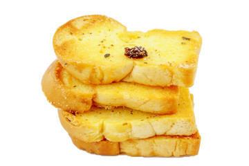 sliced toast bread on white background