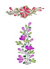 watercolor flowers in different styles