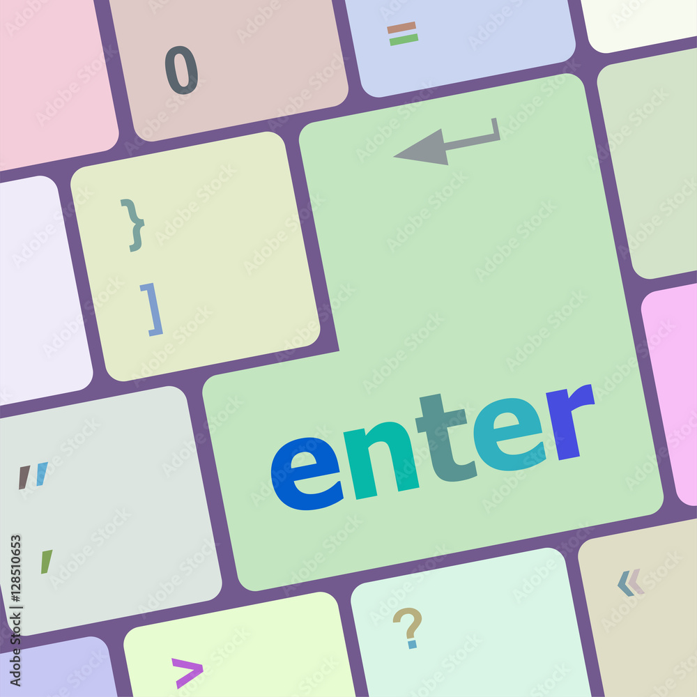 Poster enter button on computer pc keyboard key
