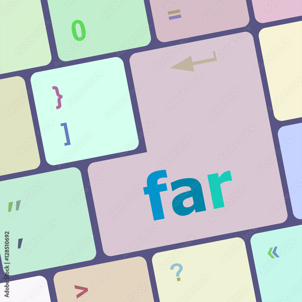 Aufkleber far word on keyboard key, notebook computer button