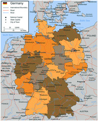 Obraz premium Germany map with selectable territories. Vector