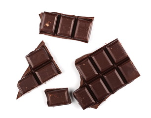 chocolate bars isolated on white background