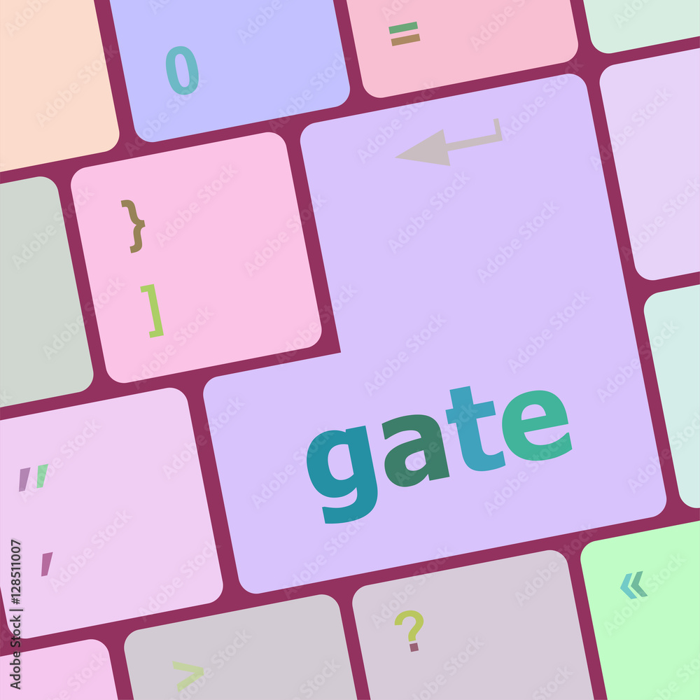 Poster gate button on computer pc keyboard key