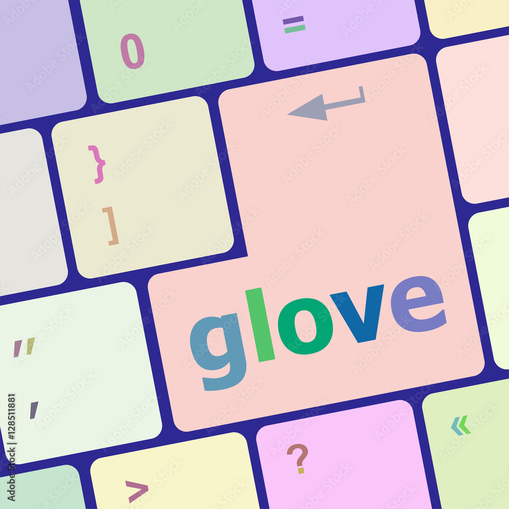 Poster glowe word on keyboard key, notebook computer button