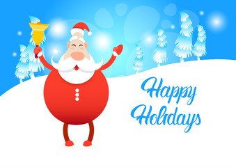 Fototapeta na wymiar Santa Claus Christmas Holiday Happy New Year Greeting Card Celebration Banner Flat Vector Illustration
