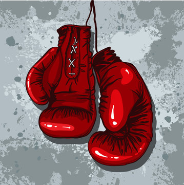 retro boxing gloves in red