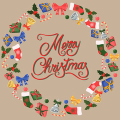 Fototapeta na wymiar Merry Christmass card/frame/ornament/wreath