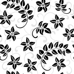 Seamless vector pattern: flowers and foliage
