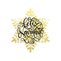 Feliz Navidad golden glitter text calligraphy spanish Christmas
