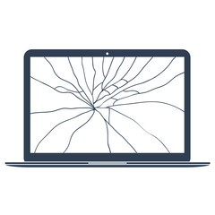 Vector illustration of brocken laptop. Sketch icon for your web concept. Isolated on white background. Pixel perfect.