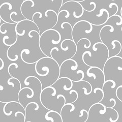Seamless pattern with white swirls on a gray background