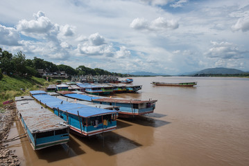 Fototapeta premium Port of Chiang saen ,border of Thailand ,Laos and Burmar,located