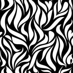 Seamless pattern with white tracery on black background