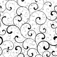 Elegant seamless pattern with swirls on a white background