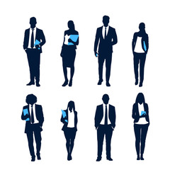 Business People Silhouette Set Businesspeople Group Hold Document Folders Human Resources Collection Vector Illustration