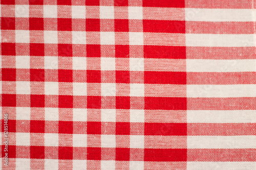 “red and white checkered fabric as background texture” Stock photo and