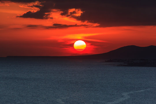 Sunset on the sea. Lanzarote