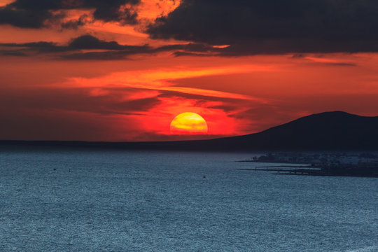 Sunset on the sea. Lanzarote