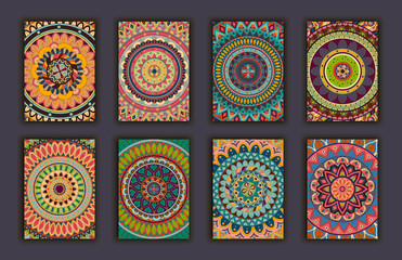 Collection retro cards. Ethnic backgrounds. Card of invitation.