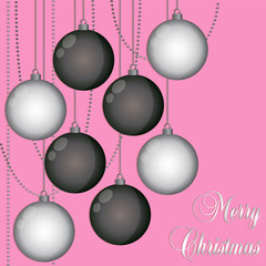 Black and white christmas balls colorful bright vector illustration decoration greeting card new year