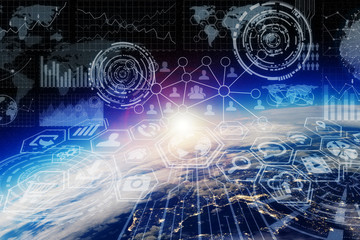 Obraz premium Global network and data exchange over the world