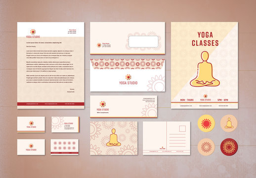Yoga Studio Branding Stationery Layout Kit