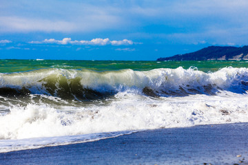View of storm seascape.  Sea background. Waves.  waves crashing