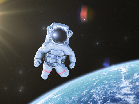 Astronaut in space, 3d render,