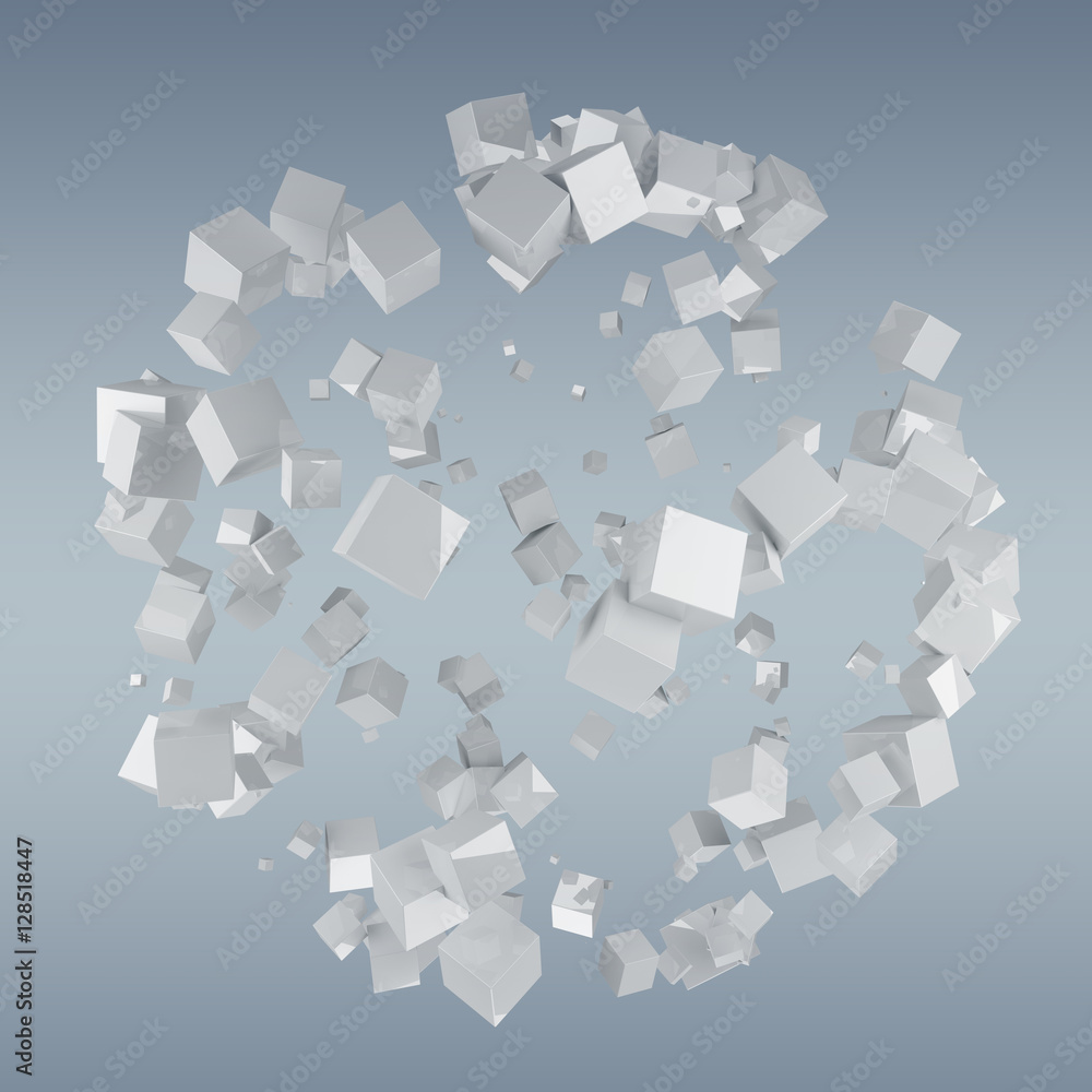 Leinwandbilder Abstract sphere with shiny cube 3D rendering