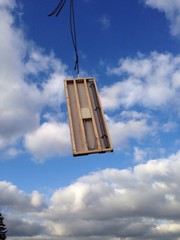 Fertighaus wird aufgestellt