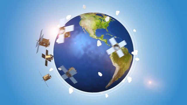 Communications Satellites Orbiting With Earth