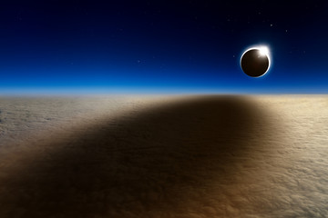 Aerial view of total solar eclipse