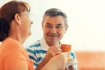 Senior couple enjoying coffee