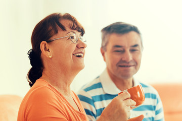 Senior couple enjoying coffee