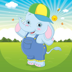 Vector Illustration Of Cartoon Elephant