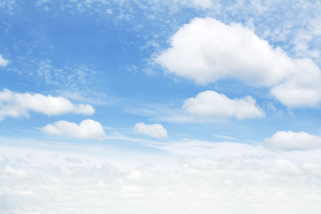 White soft fluffy clouds in blue sky