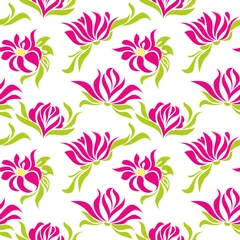 Selbstklebende Fototapeten Seamless pattern with pink flowers on a white background © irina_omelchak