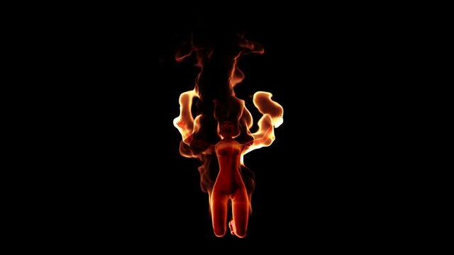 Praying 3d female in flames