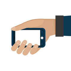 hand human with smartphone vector illustration design