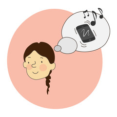 Character with minds cloud waiting for a phone call or communication. Vector EPS 10