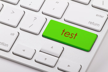 Test word written on computer keyboard.
