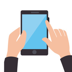 hand human with smartphone vector illustration design