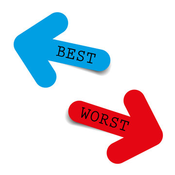The Best and worst color arrows on white background