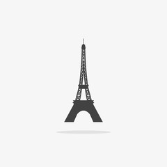 Fototapeta na wymiar icon Eiffel Tower gray shadow hand painted vector