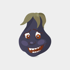 Happy eggplant character. Vector vegetable illustration. Smiling Eggplant Face.