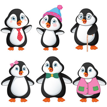 Vector Illustration Of Penguin Family