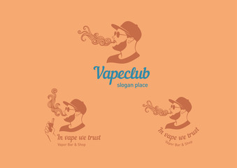 Creative logos for the club shop or electronic cigarettes, smoking men