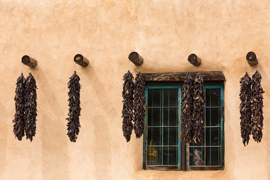 Chile Peppers used as decor in some southwest architecture.