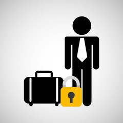 man silhouette suitcase protection icon vector illustration eps 10