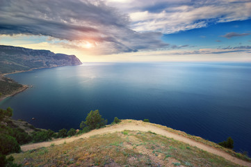 Fototapeta premium Beautiful seascape and mountains.
